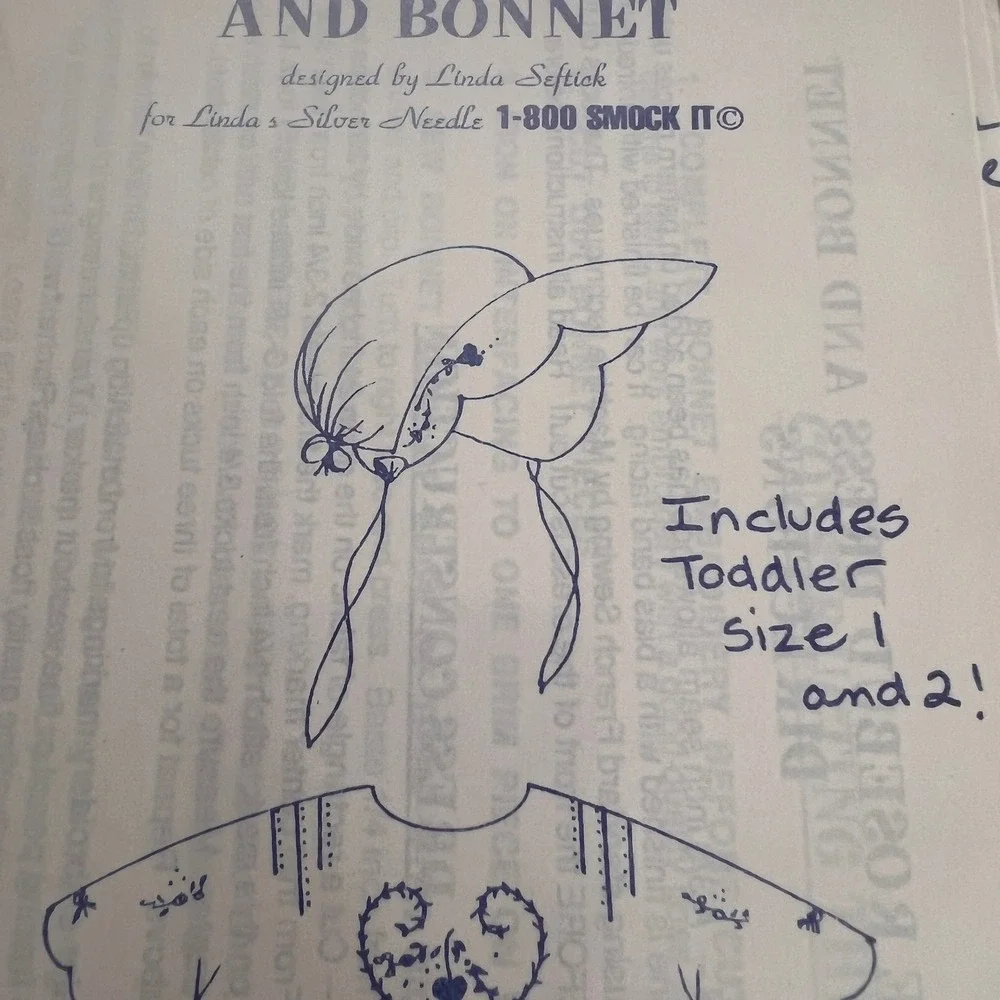 Antique Rosebud Dress Bonnet Pattern Linda Seftick Silver Needle Toddler